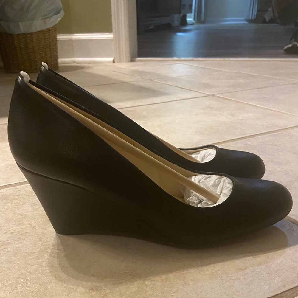 Black Wedge Heels Women Size 8